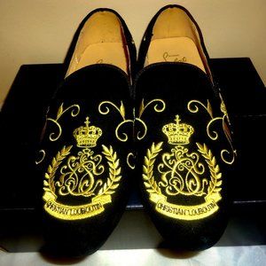 Christian Louboutin Calf Skin Embroidery Loafers size 8 Good